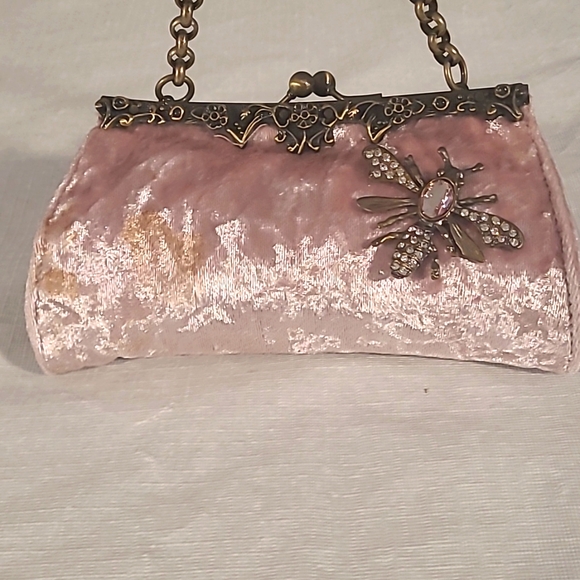 Guess Handbags - Guess by Marciano Vintage Velvet Handbag W/ Rhinestone Bee and Kiss Lock